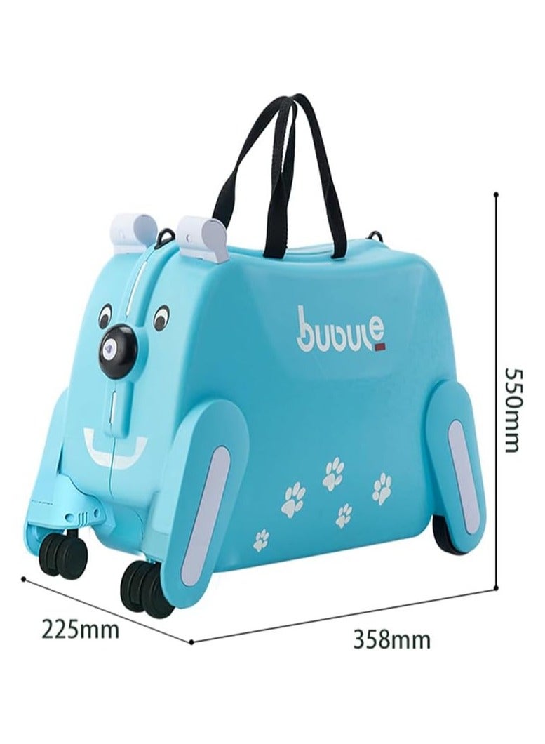 Kids Ride-on Suitcase Hand Luggage with Seat, Children's Luggage Suitcase (blue)