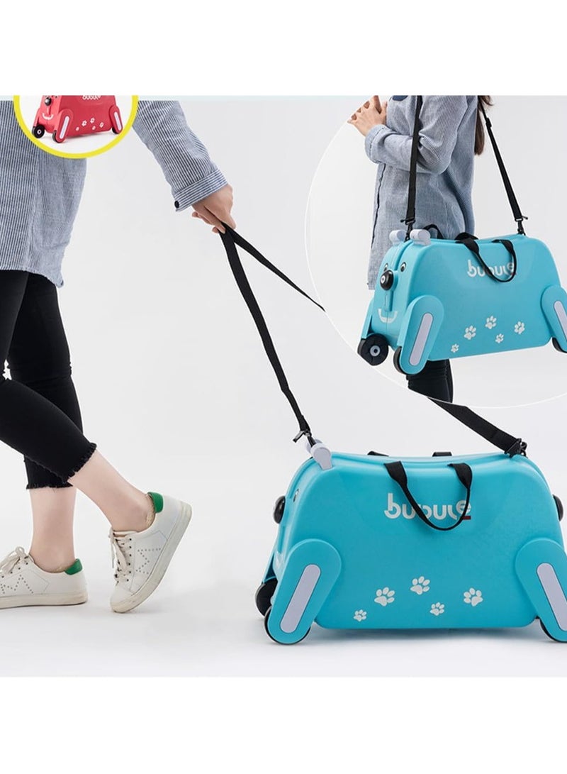 Kids Ride-on Suitcase Hand Luggage with Seat, Children's Luggage Suitcase (blue)