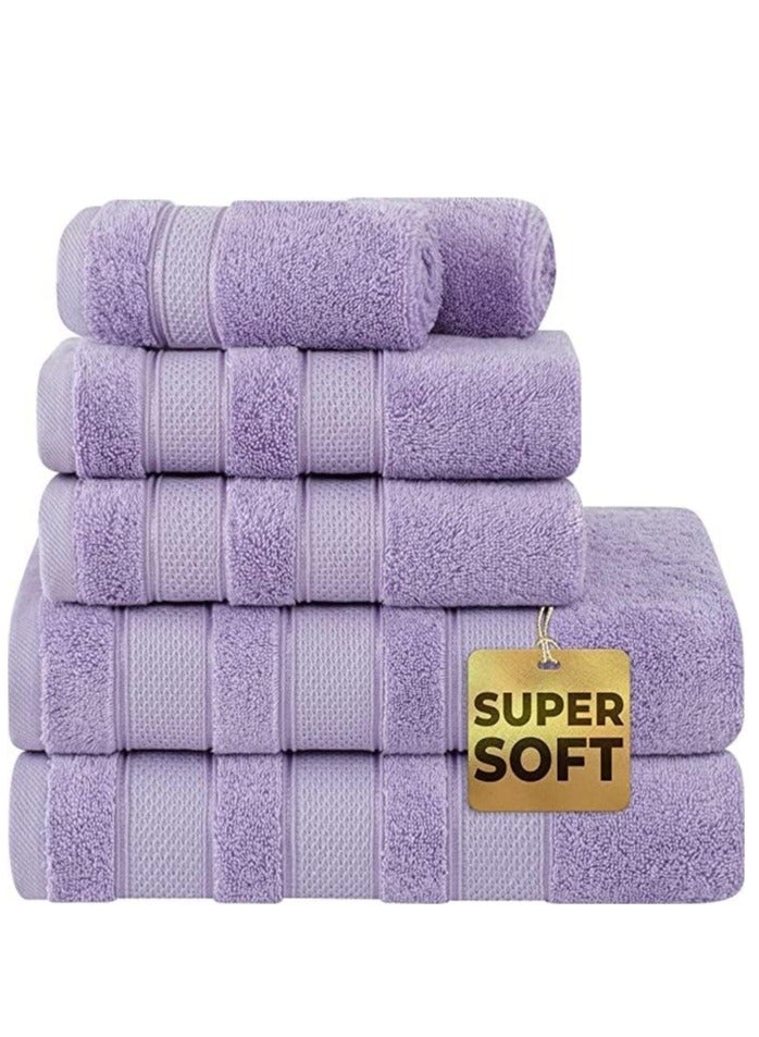 Safi Plus 6 Piece Turkısh Cotton Super Soft Towel Set Purple