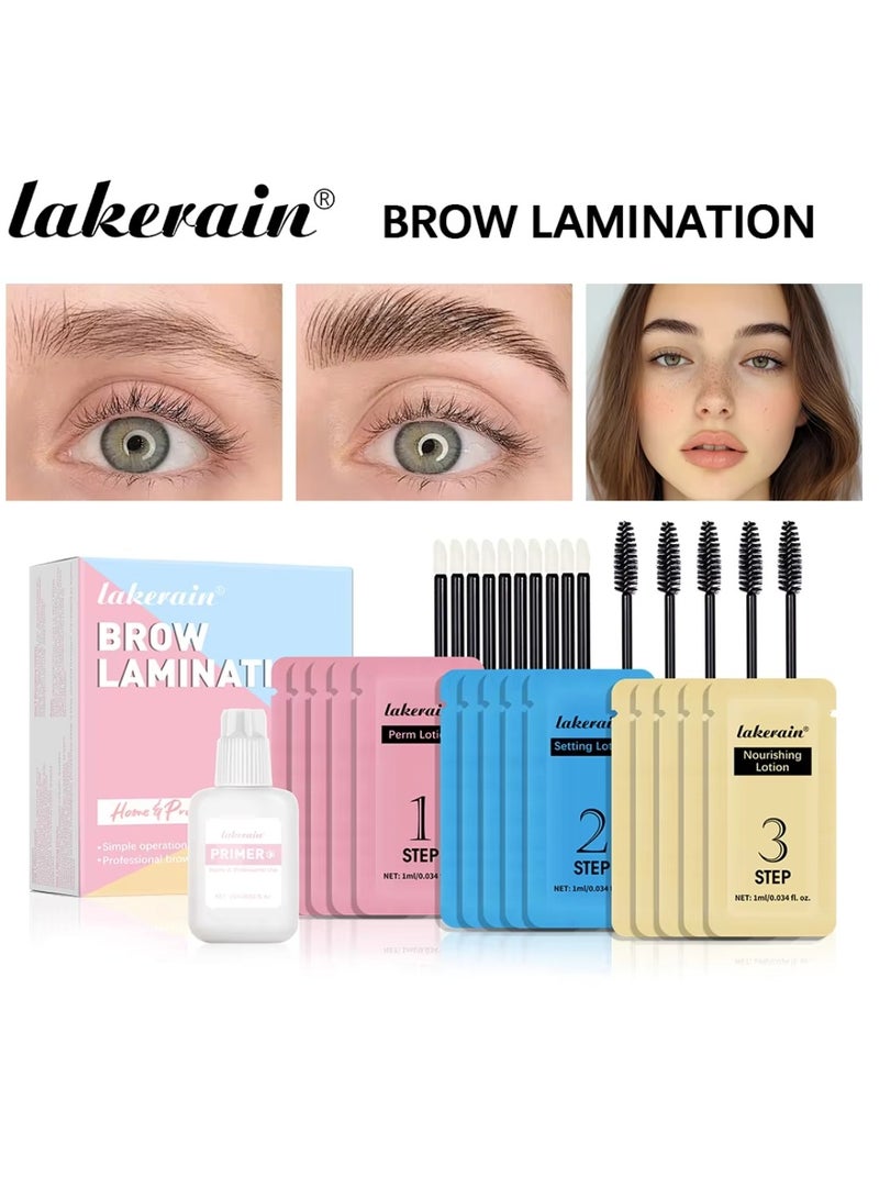 Brow Lamination Kit Professional Instant Brow Lift Effect DIY Brow Lamination Eyebrow Lift Kit with Primer Perm Setting Nourishing Lotion with Mascara and Applicator for Eyebrow Lifting