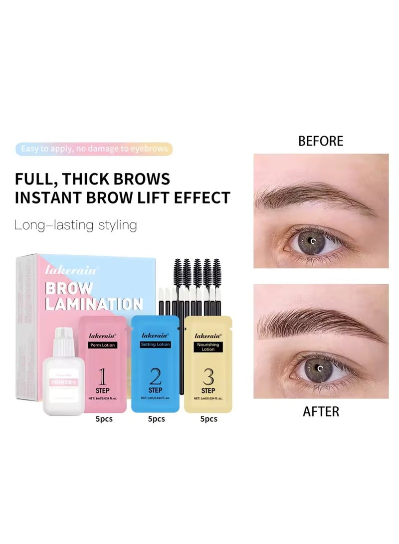 Brow Lamination Kit Professional Instant Brow Lift Effect DIY Brow Lamination Eyebrow Lift Kit with Primer Perm Setting Nourishing Lotion with Mascara and Applicator for Eyebrow Lifting