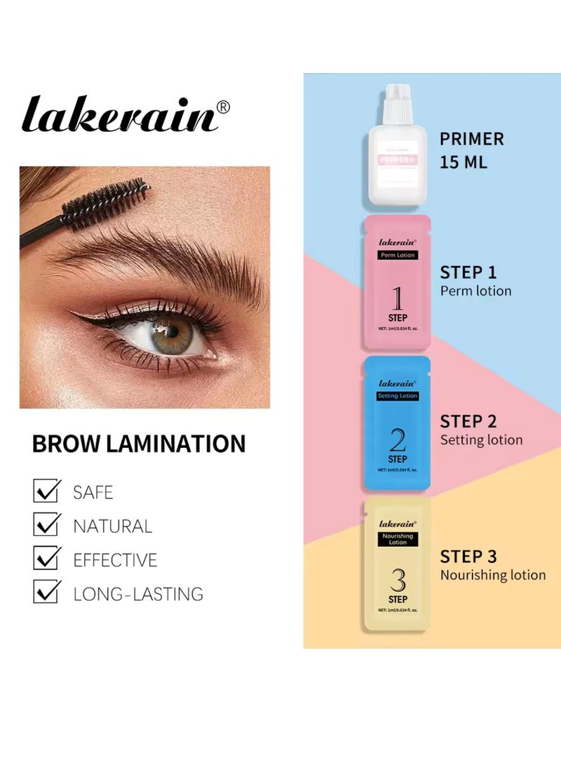 Brow Lamination Kit Professional Instant Brow Lift Effect DIY Brow Lamination Eyebrow Lift Kit with Primer Perm Setting Nourishing Lotion with Mascara and Applicator for Eyebrow Lifting