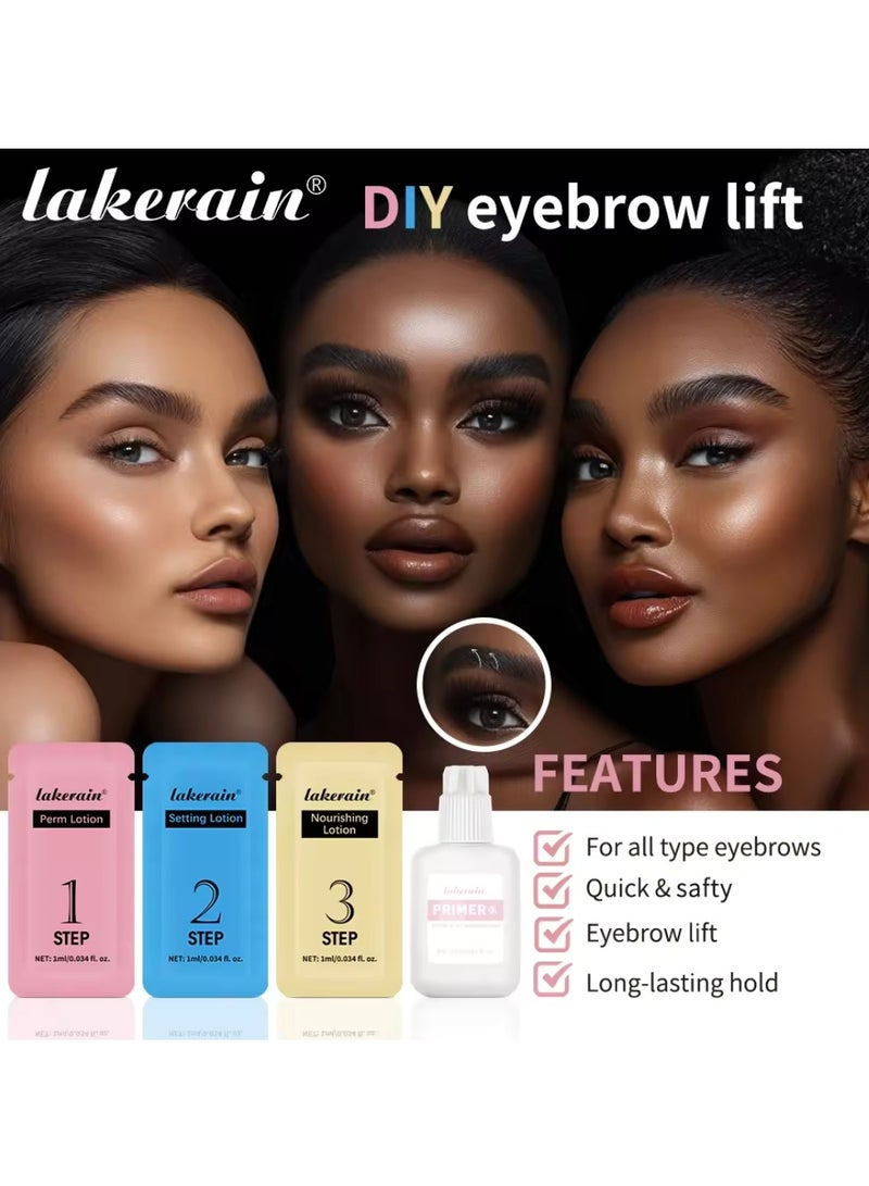 Brow Lamination Kit Professional Instant Brow Lift Effect DIY Brow Lamination Eyebrow Lift Kit with Primer Perm Setting Nourishing Lotion with Mascara and Applicator for Eyebrow Lifting