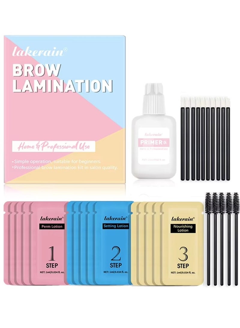 Brow Lamination Kit Professional Instant Brow Lift Effect DIY Brow Lamination Eyebrow Lift Kit with Primer Perm Setting Nourishing Lotion with Mascara and Applicator for Eyebrow Lifting