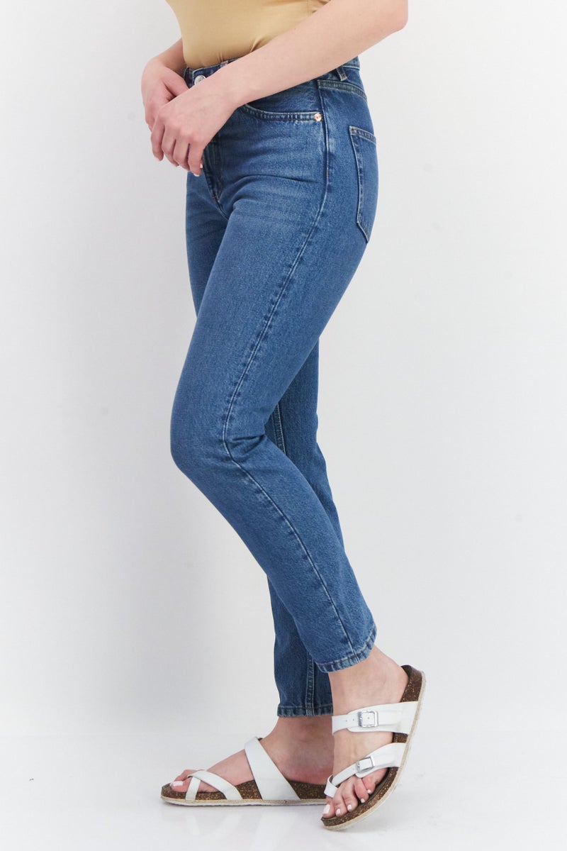 Women Regular Fit Washed Non-Stretchable Jeans, Blue