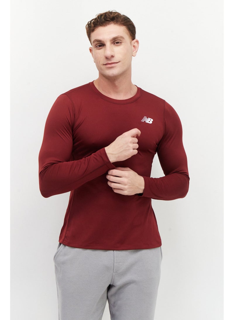 Men Sportswear Fit Long Sleeves Training T-Shirt, Maroon