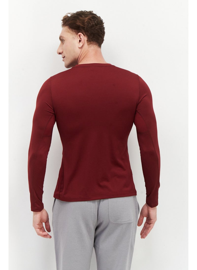 Men Sportswear Fit Long Sleeves Training T-Shirt, Maroon