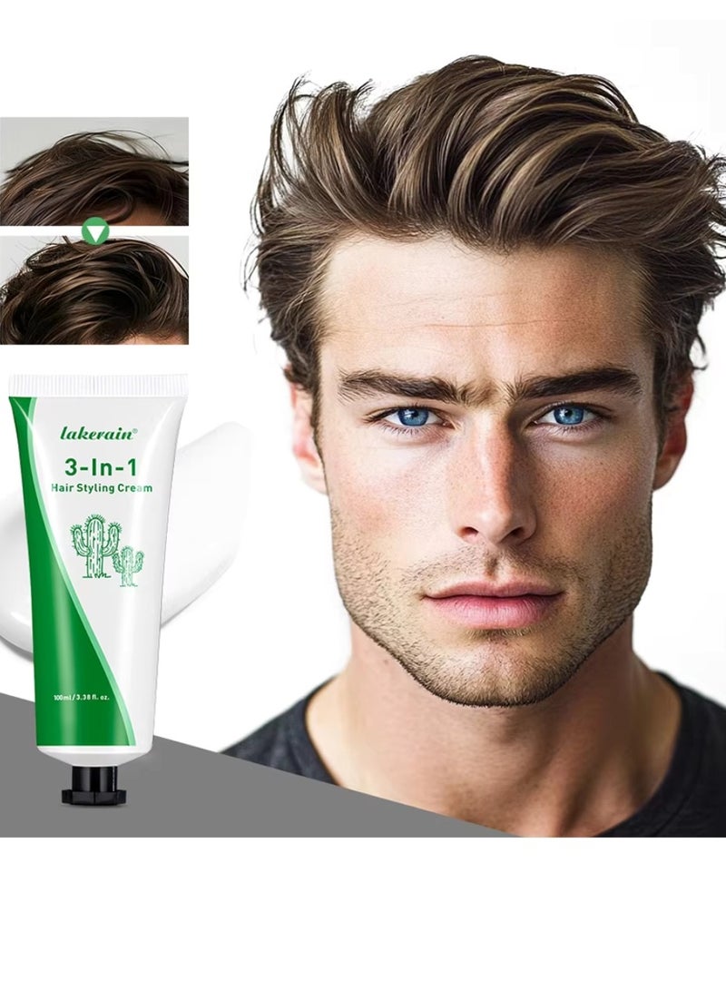 100ml 3 in 1 Hair Styling Cream Style Smooth Frizz and Leaves Hair Soft and Shiny Hair Styling Cream Soft Smooth Moisturize Hydrated Hair Cream Plants Extract Multi Purpose Hair Styling Gel