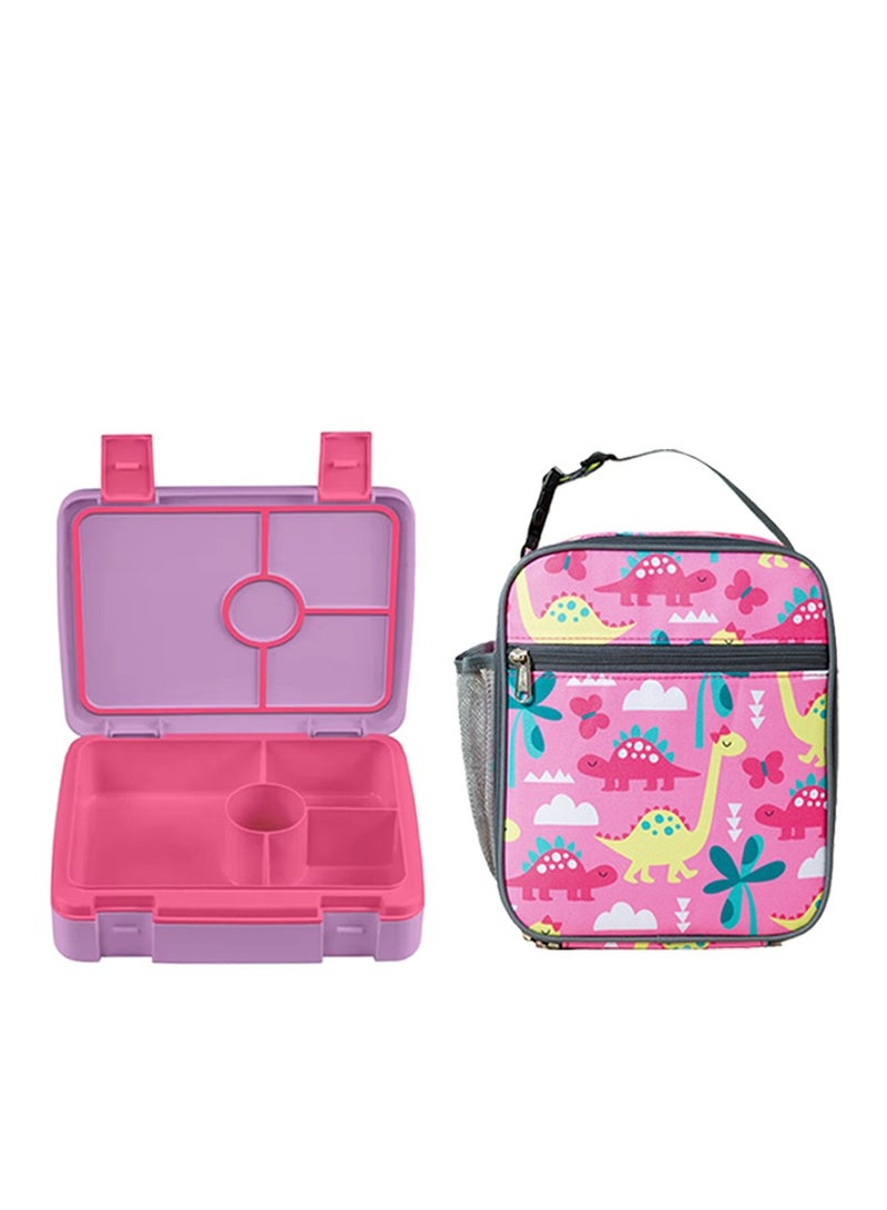 Star Babies BTS Collections - Lunch Box with 4 Compartments, BPA Free, Leakproof, Insulated Reusable Lunch Bag with Waterproof Liner - Pack of 2 -  Pink