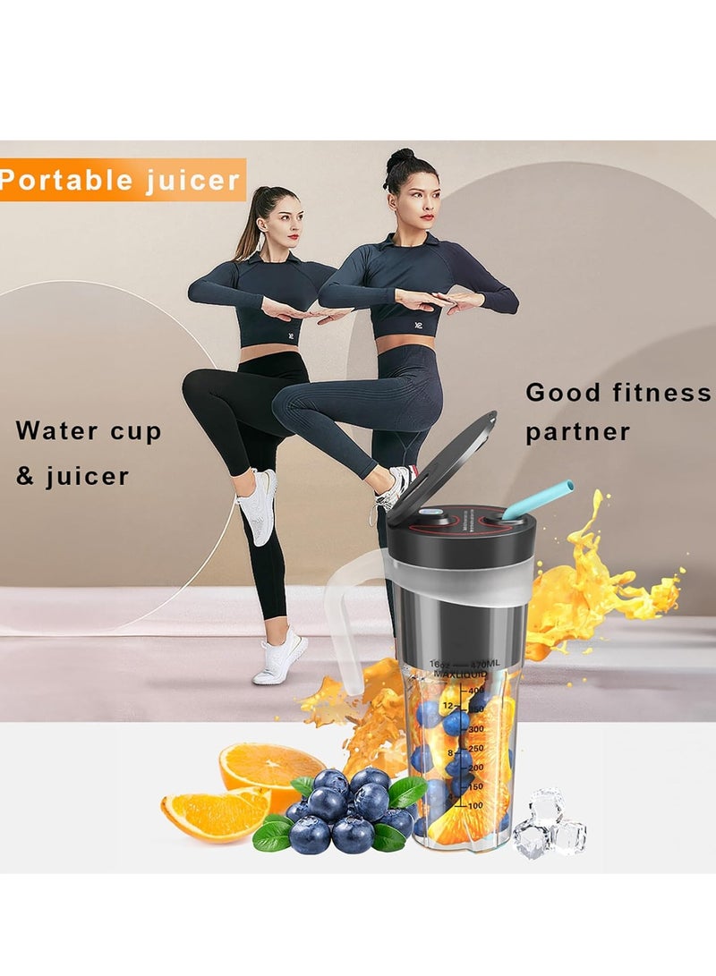 470ML Wireless Portable Personal Blender,Portable Blender,USB Rechargeable Juicer Cup,Waterproof Fruit Mixing Machine for Office Gym Outdoor & Home