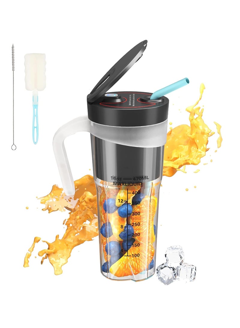 470ML Wireless Portable Personal Blender,Portable Blender,USB Rechargeable Juicer Cup,Waterproof Fruit Mixing Machine for Office Gym Outdoor & Home