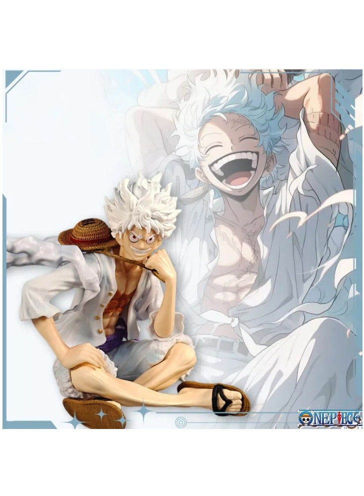 Sitting Luffy Figures Manga One Piece Anime Figure Luffy Gear 5 Nika Model 15cm PVC GK Figurine Collectible Room Ornament Kids Toys Gift