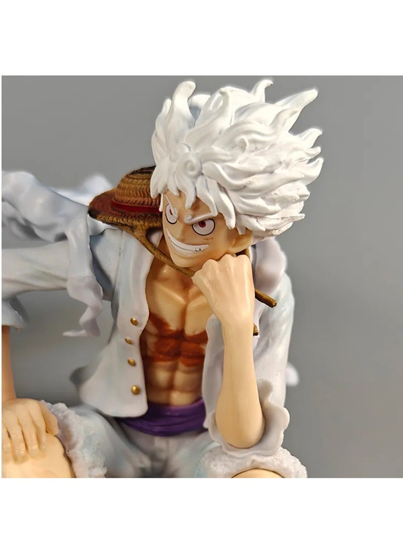 Sitting Luffy Figures Manga One Piece Anime Figure Luffy Gear 5 Nika Model 15cm PVC GK Figurine Collectible Room Ornament Kids Toys Gift