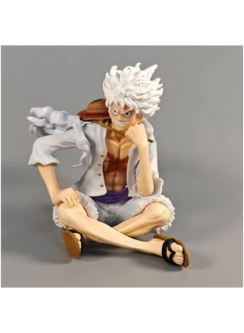 Sitting Luffy Figures Manga One Piece Anime Figure Luffy Gear 5 Nika Model 15cm PVC GK Figurine Collectible Room Ornament Kids Toys Gift