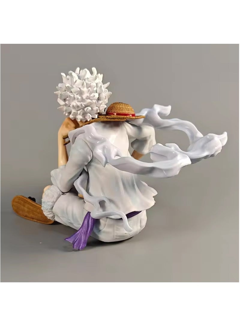 Sitting Luffy Figures Manga One Piece Anime Figure Luffy Gear 5 Nika Model 15cm PVC GK Figurine Collectible Room Ornament Kids Toys Gift