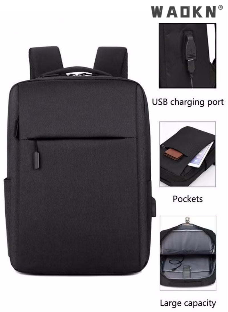 Travel Laptop Backpack Business Anti Theft Slim Durable Laptop Bag with USB Charging Port Water Resistant College School Computer Backpack Gifts for Men & Women Fits 15.6 Inch Notebook Black