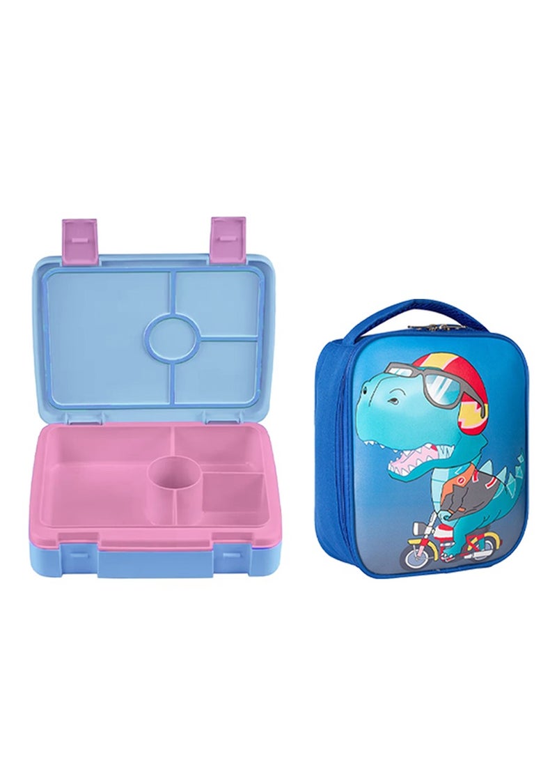 Star Babies BTS Collections - Lunch Box with 4 Compartments, BPA Free, Leakproof, Dragon Print Lunch Bag- Pack of 2 - Blue
