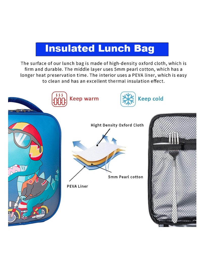 Star Babies BTS Collections - Lunch Box with 4 Compartments, BPA Free, Leakproof, Dragon Print Lunch Bag- Pack of 2 - Blue
