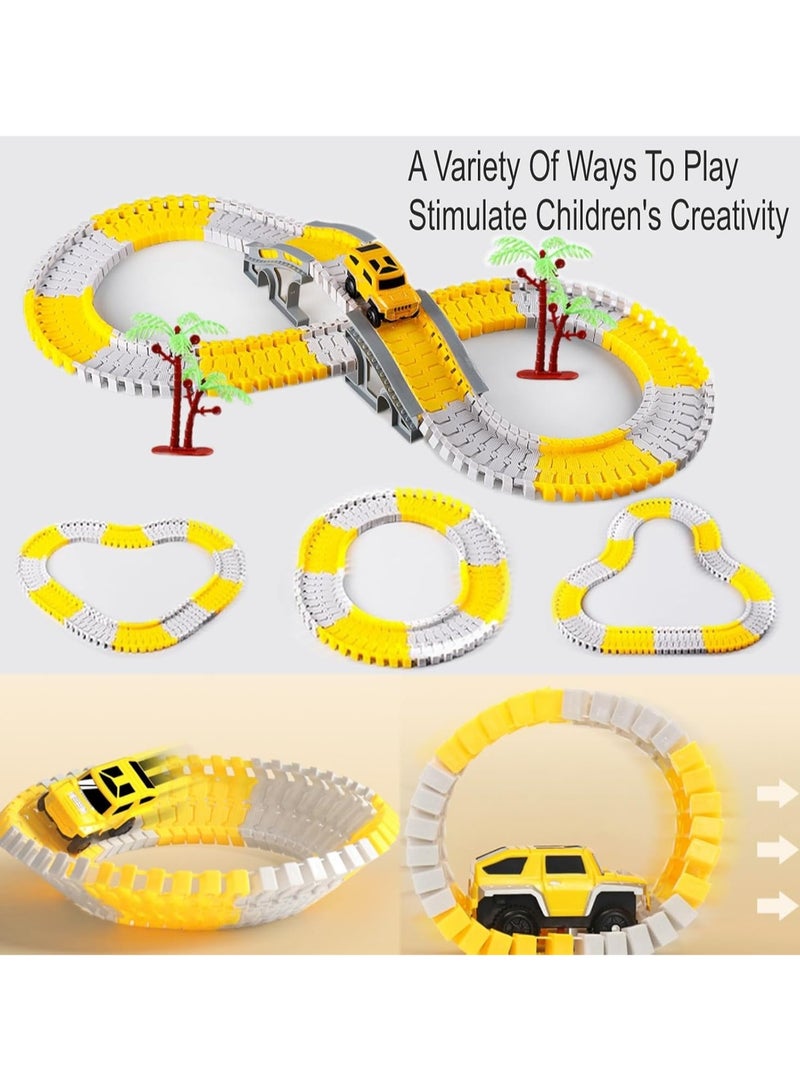 255 Pieces City Racing Kids Building Blocks Toy Race Track, Flexible Track Set, Engineering Gift For Boys And Girls Ages 3+