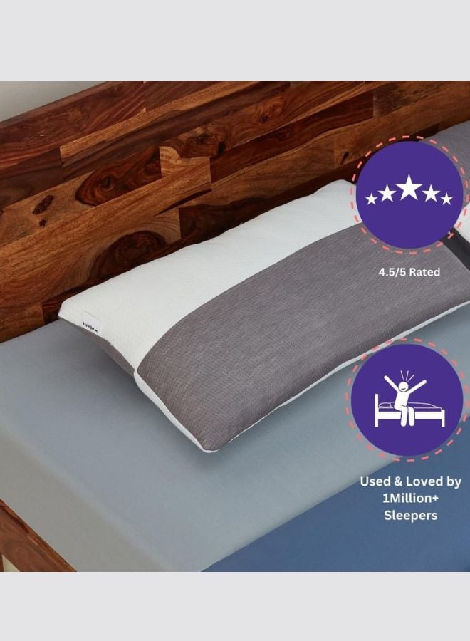 Wakefit Hollow Fibre Pillow (White and Grey, 27 x 16 Inches, Microfiber)
