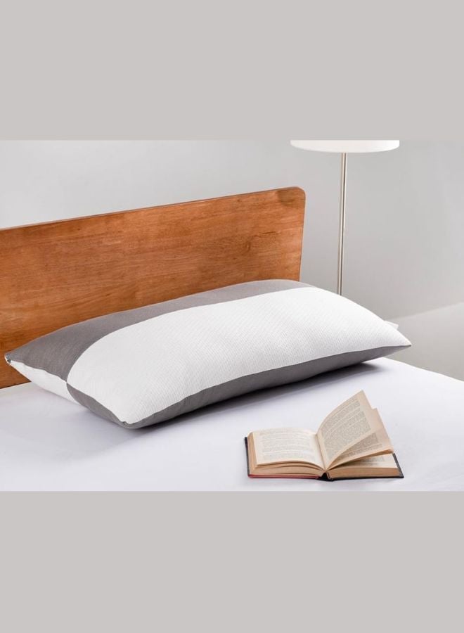 Wakefit Hollow Fibre Pillow (White and Grey, 27 x 16 Inches, Microfiber)