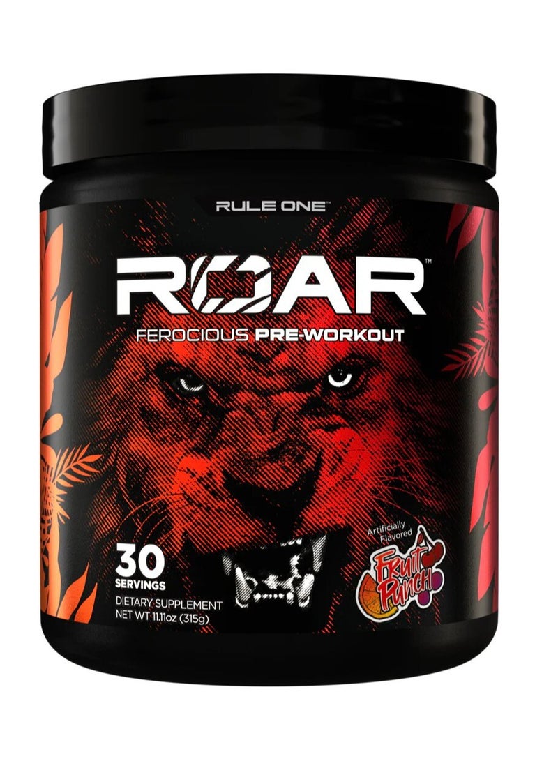 Ruleone, Roar Pre Workout, Fruit Punch, 315g, 30 Servings