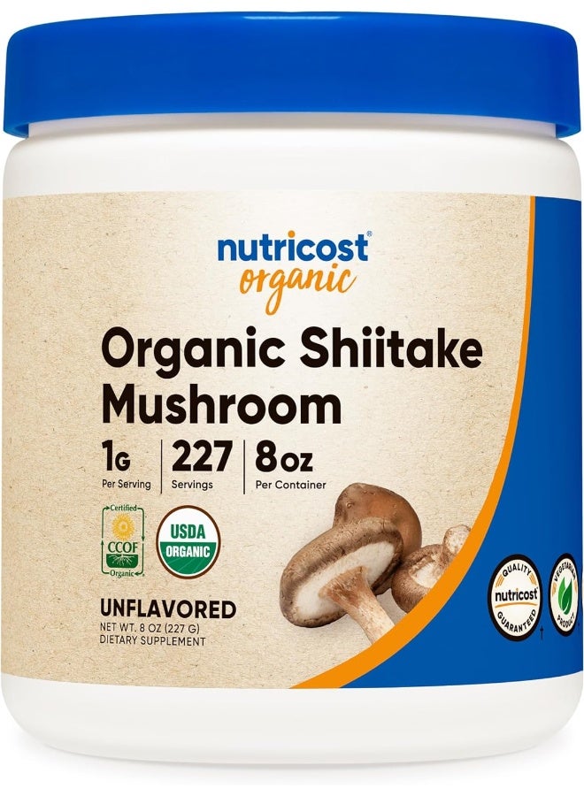 Organic Shiitake Mushroom Powder 8Oz - 100% Organic Certified, Gluten Free, Non-Gmo