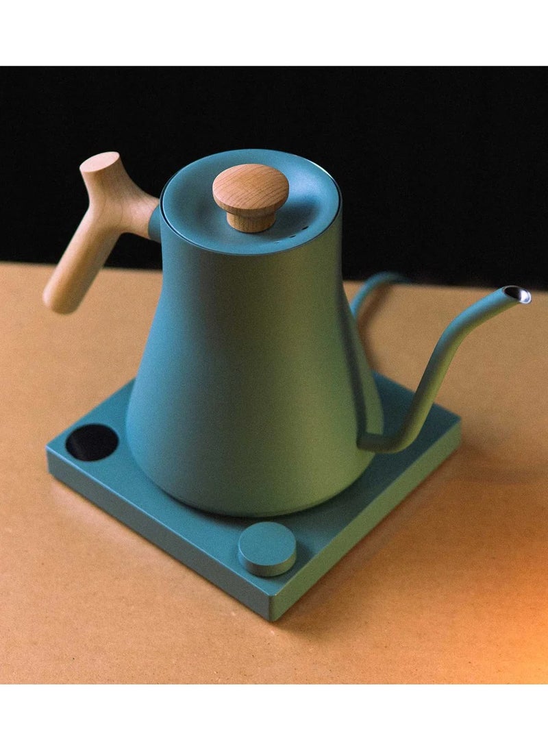 Stagg EKG Electric Coffee Kettle 900ml 1200W, Smoke Green And Maple Wooden Handle