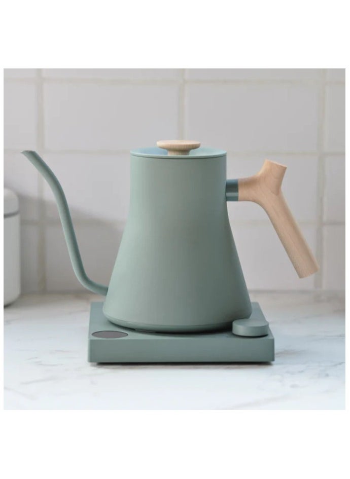 Stagg EKG Electric Coffee Kettle 900ml 1200W, Smoke Green And Maple Wooden Handle