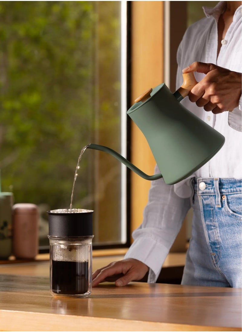 Stagg EKG Electric Coffee Kettle 900ml 1200W, Smoke Green And Maple Wooden Handle