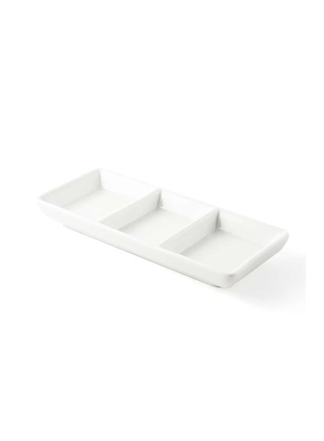 Ivory Porcelain Rectangular Compartment Dish 7 Inch