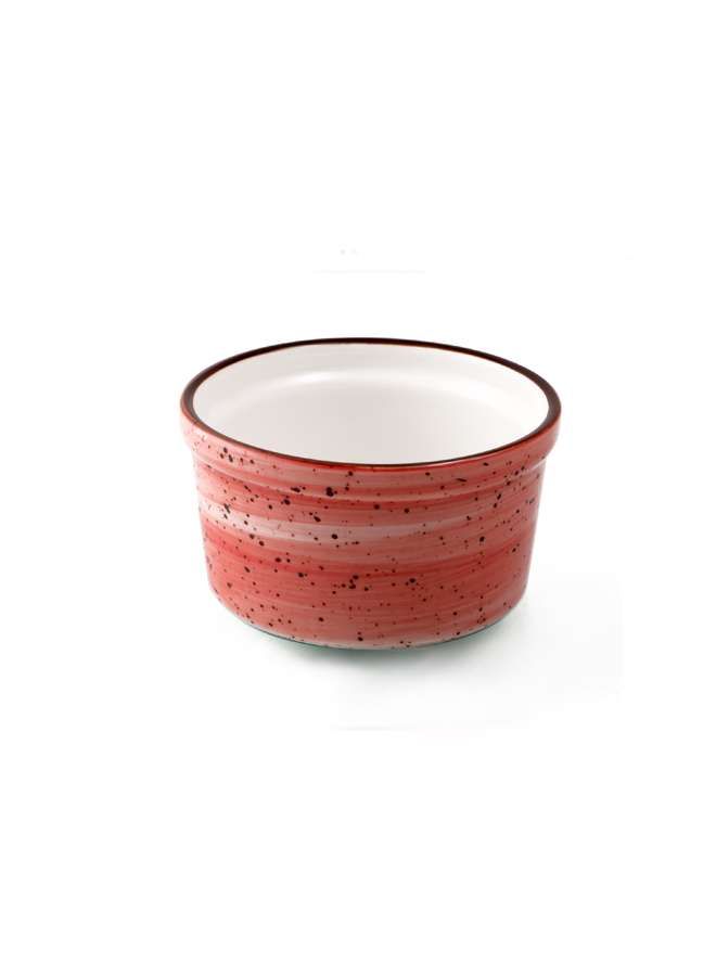 Color Glaze Porcelain Lined Ramekin 6.8 cm,Red