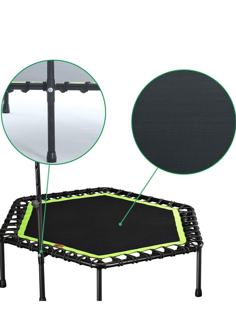 Home Gym Exercise Trampoline with Adjustable Handrail, Indoor/Outdoor, Hexagon, for Adults & Kids