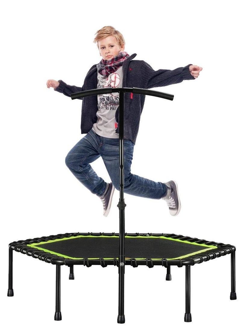 Home Gym Exercise Trampoline with Adjustable Handrail, Indoor/Outdoor, Hexagon, for Adults & Kids