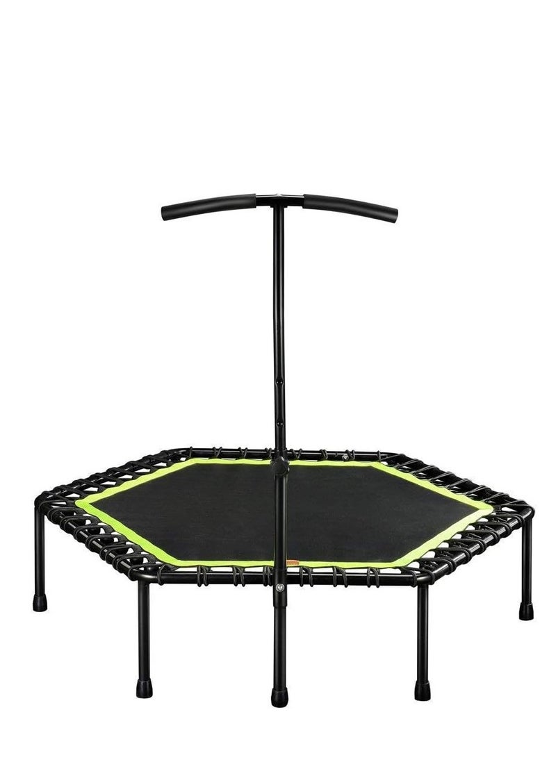 Home Gym Exercise Trampoline with Adjustable Handrail, Indoor/Outdoor, Hexagon, for Adults & Kids