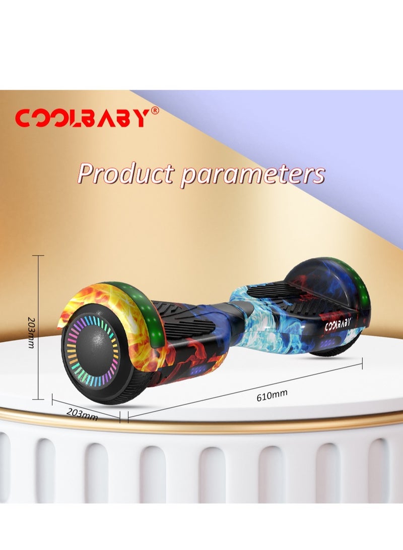 6.5inch Smart Electric Scooter 2 Wheels Self Balancing Scooter Lithium Battery Hoverboard Balance Scooter Bluetooth with Led Lights.