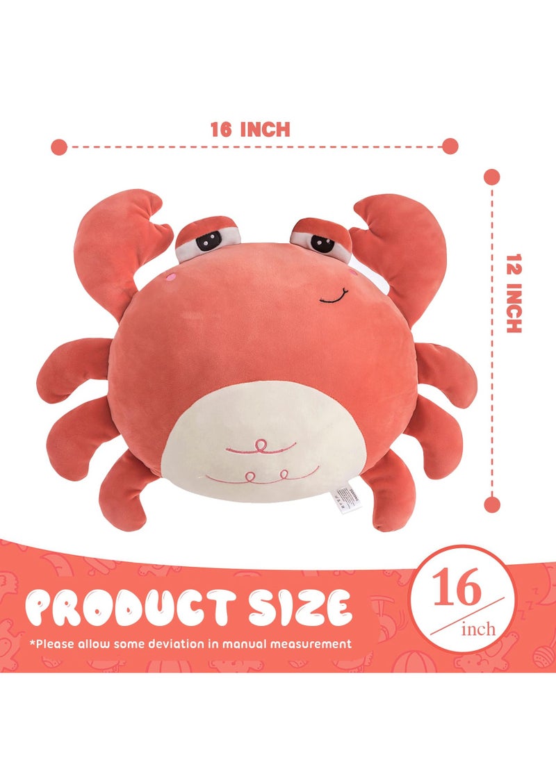 Stuffed Crab Plush Toy, Crab Stuffed Animal Plush Pillow, Kids Ocean Crab Pillow Crab Toys for Kids, Crab Plushie Crab for Home Decor, Orange Crab Toy Gifts Stuffed Animals (16 Inch)