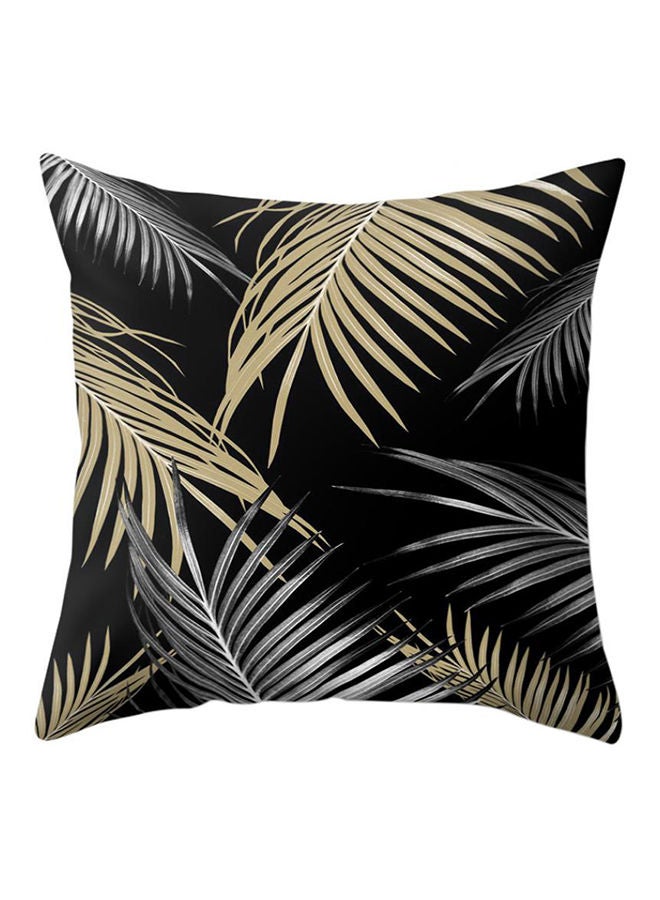 Nordic Palm Leaf Printed Throw Pillow Case Gold/Black/Silver