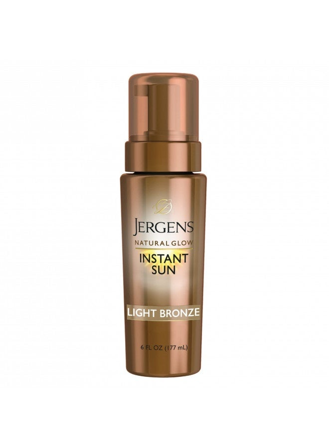 Jergens Natural Glow Instant Sun Body Mousse, Self Tanner For Light Bronze Tan, Sunless Tanning Body Bronzer, Fake Tan For Fair To Medium Skin, 6 Ounce