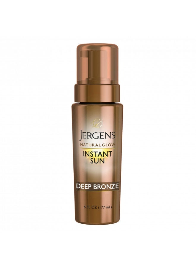 Jergens Natural Glow Instant Sun Body Mousse, Self Tanner For Deep Bronze Tan, Sunless Tanning Body Bronzer, Natural Looking Fake Tan, 6 Ounce