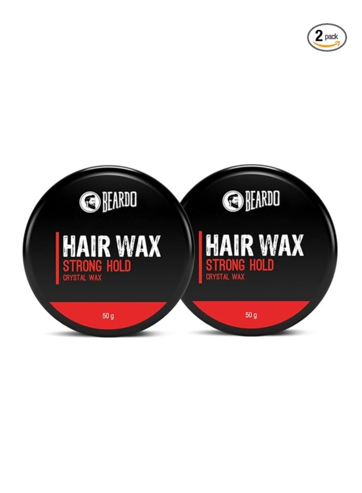 Beardo Stronghold Hair Wax, 50gm (Pack of 2) | Crystal Hair Wax | Hair Wax Men | Styling Wax | Glossy Finish | Shine | Strong Hold, Restylable Anytime, Easy Wash Off Hair Wax