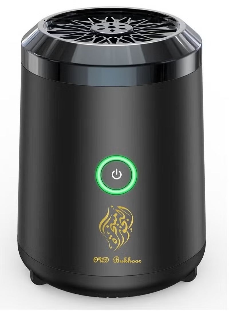 USB Mini Type-C Power Rechargeable Incense Burner Decorations Black 9.8x7.4x6.7 cm