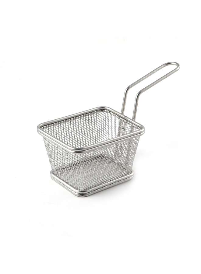 1 Piece Stainless Steel Rectangular Fry Basket 10.5 cm Silver