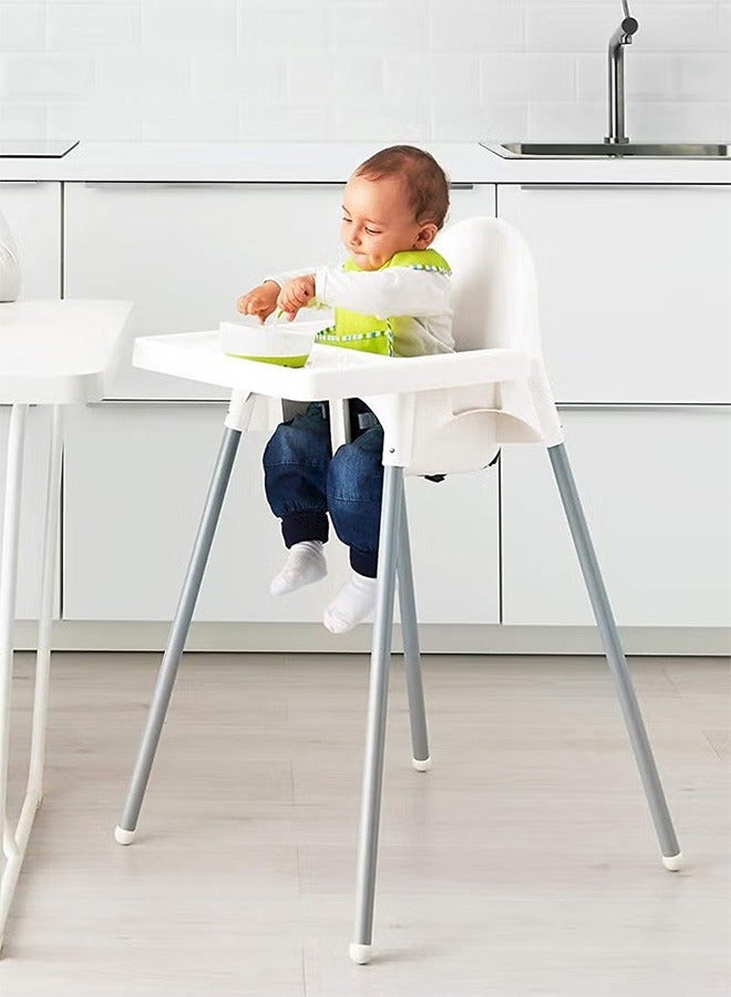 Baby High-Legged Dining Chair With Tray, White