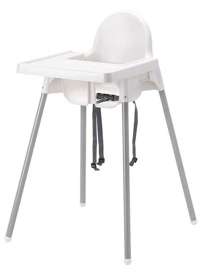 Baby High-Legged Dining Chair With Tray, White