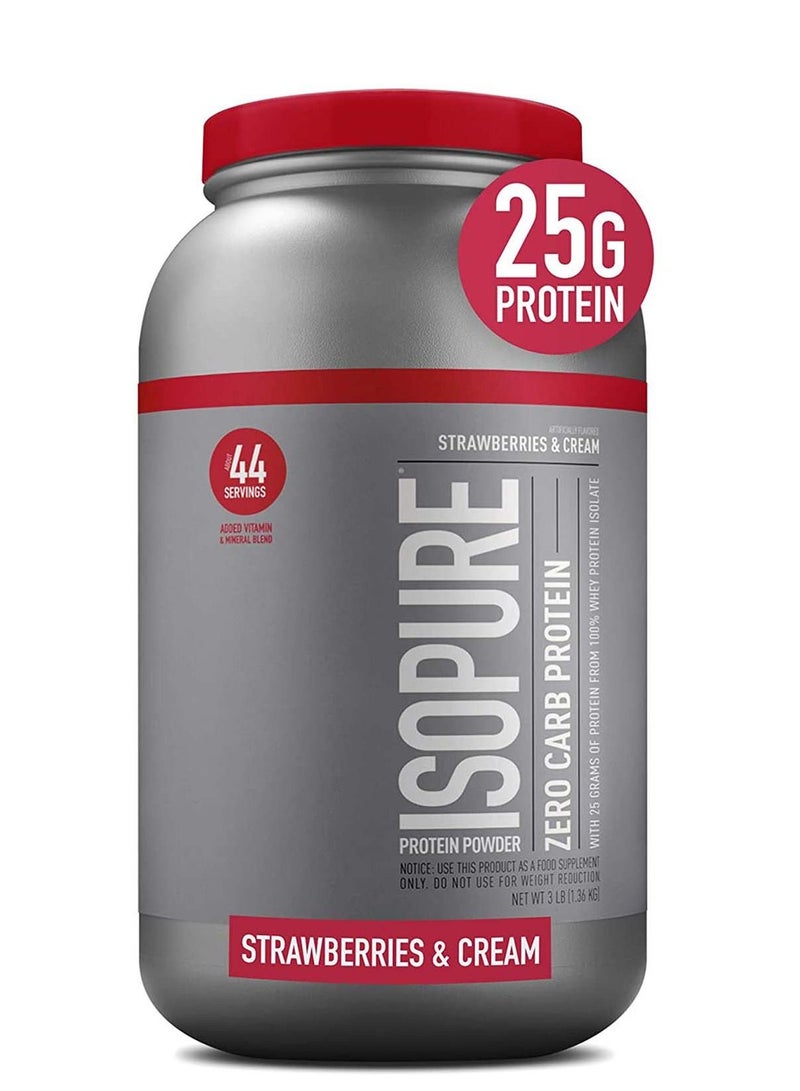 Isopure Zero Carb Protein, Strawberries Cream, 3 LB