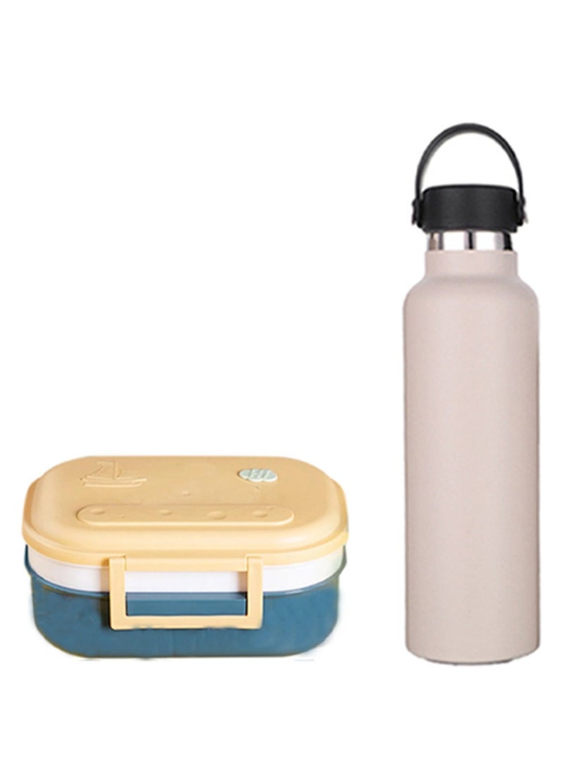 Star Babies BTS Collections - Insulated Stainless Water Bottle with Carry Cap & Sports Cap 600ml, Double Layer  Lunch Box BPA Free - Pack of 2 - Multicolor