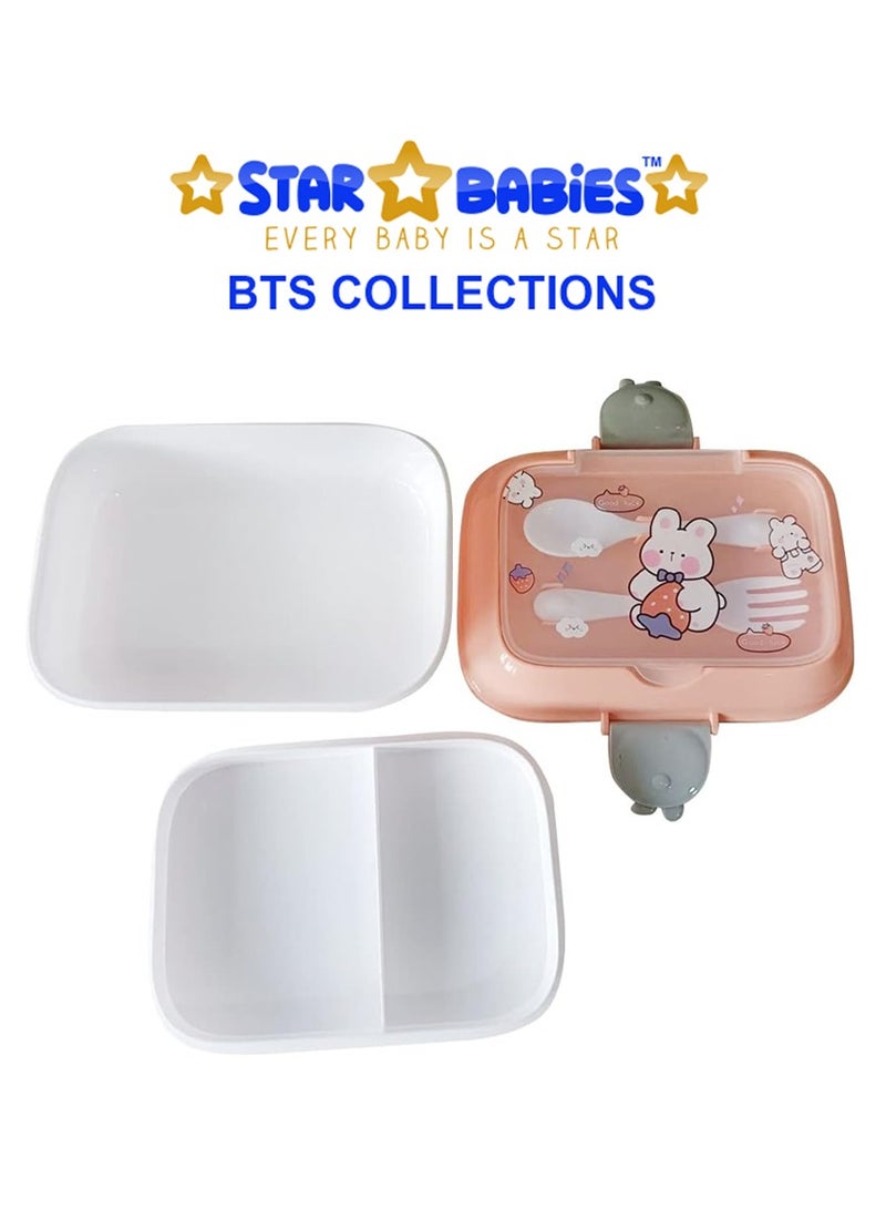 Star Babies BTS Collections - Insulated Stainless Water Bottle with Carry Cap & Sports Cap 600ml,  Lunch Box BPA Free - Pack of 2 - Multicolor