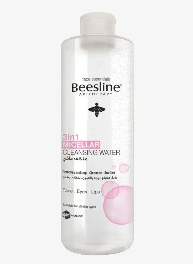 3 in 1 Micellar Cleansing Water Make up Remover Cleanse Soothes Face Lips and Eyes Suitable for All Skin Type 400 ml