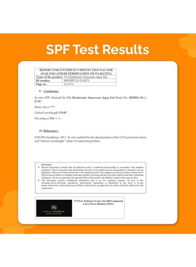 The Derma Co 1% Hyaluronic Sunscreen Aqua Ultra Light Gel With Spf 50 Pa++++ For Broad Spectrum, Uv A, Uv B & Blue Light Protection | 50G | Pack Of 2 - All Skin Type